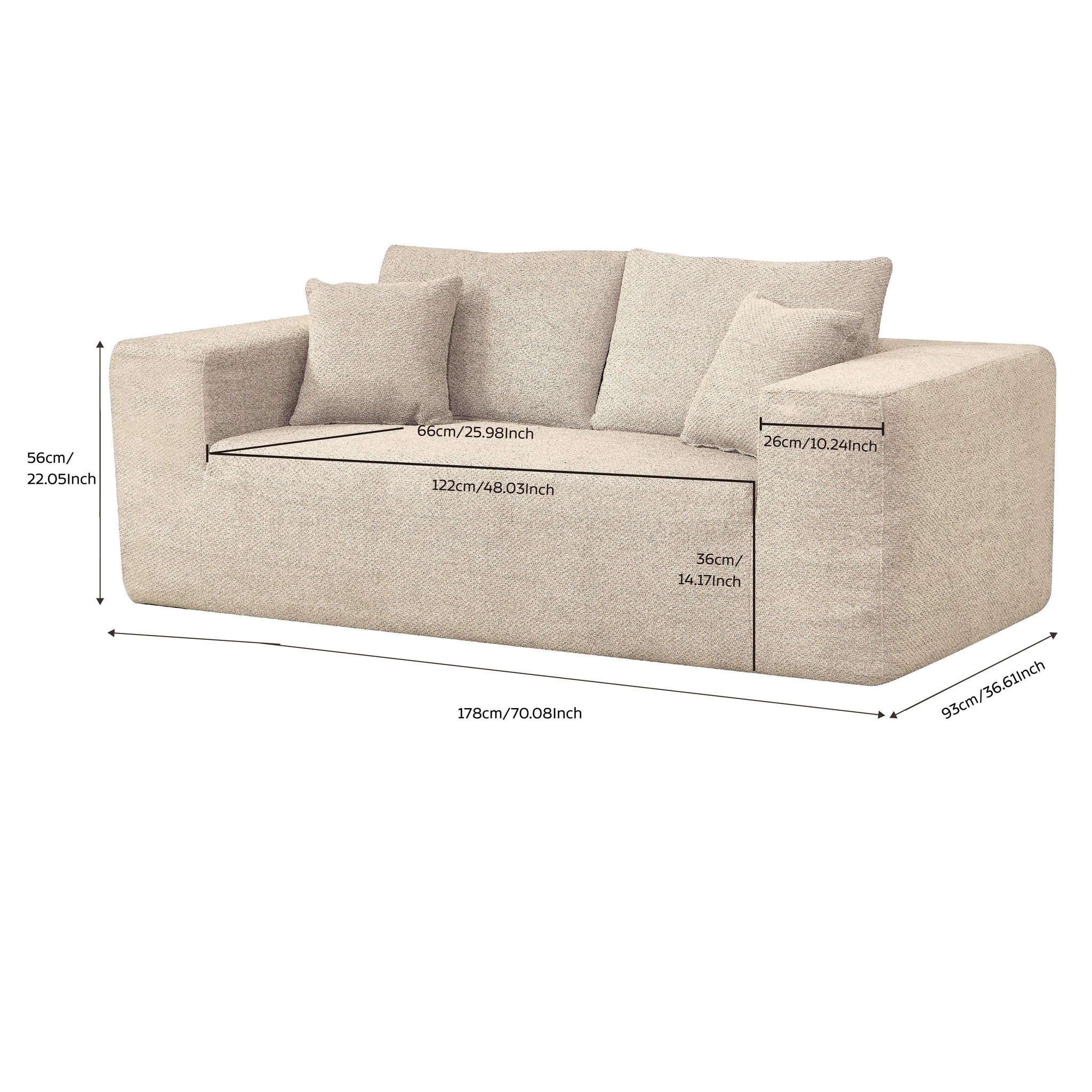 Elegant flex Beige Sofa for 2 Loveseat