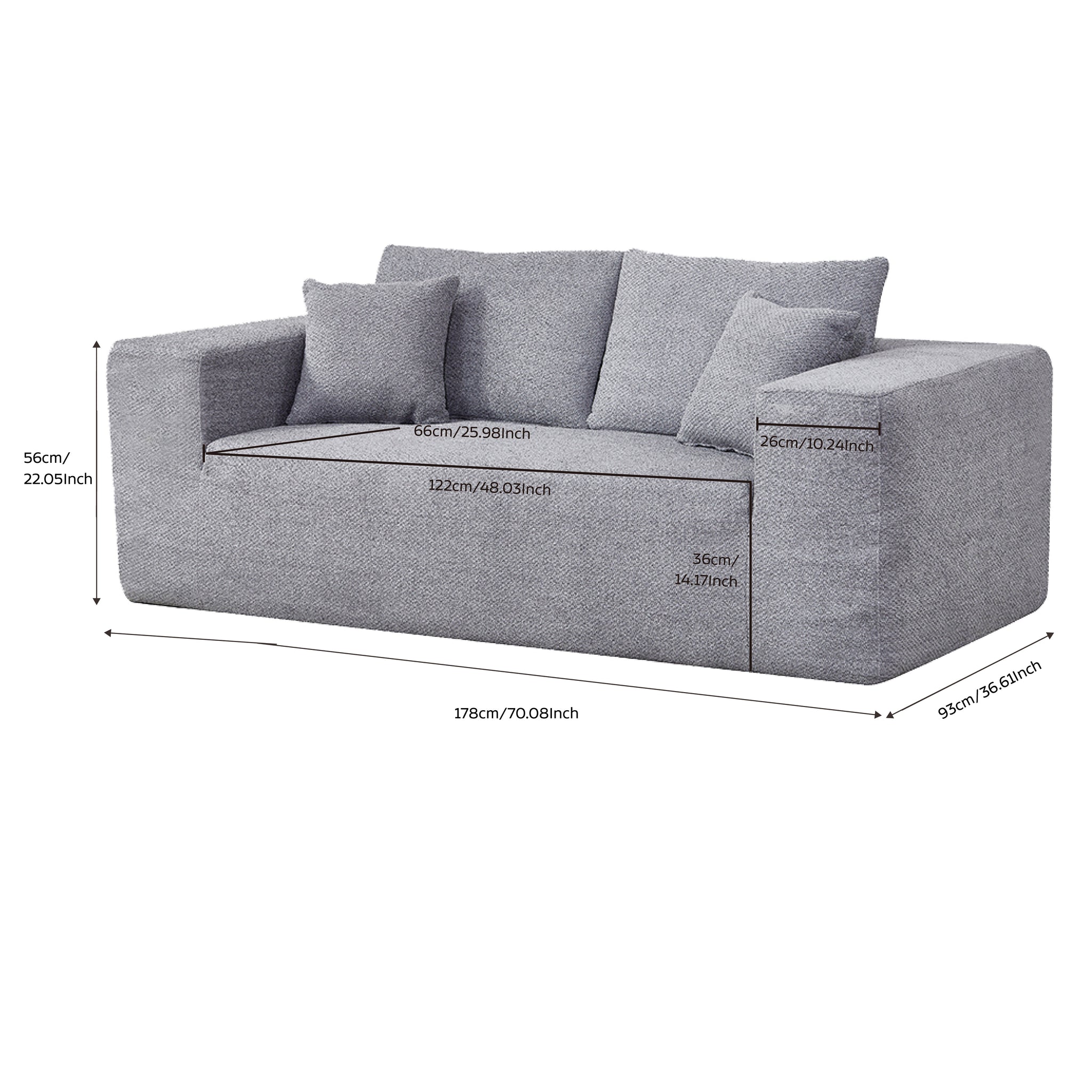 Elegant flex Grey Double-Seat Sofa Loveseat