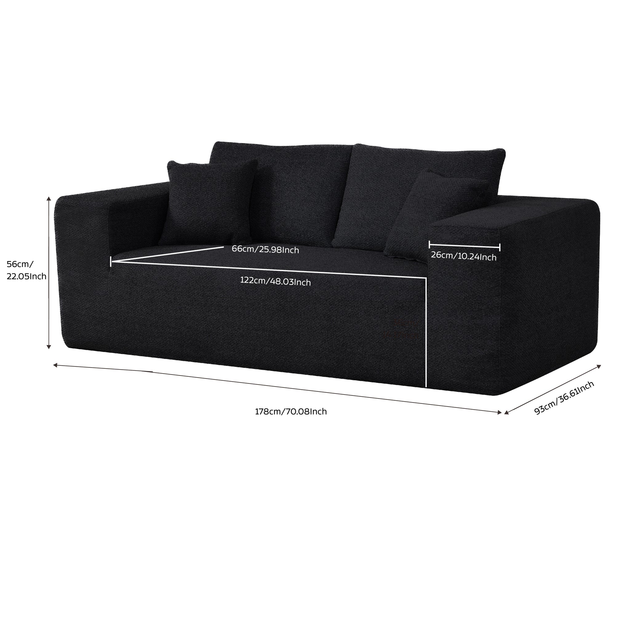 Elegant flex Black Double-Seat Sofa Loveseat