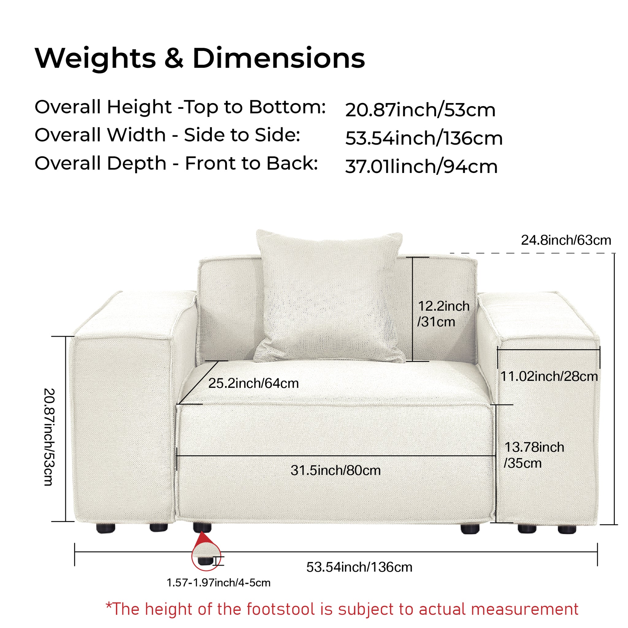 Versaluxe Sectional Single-Seat Sofa in Begie