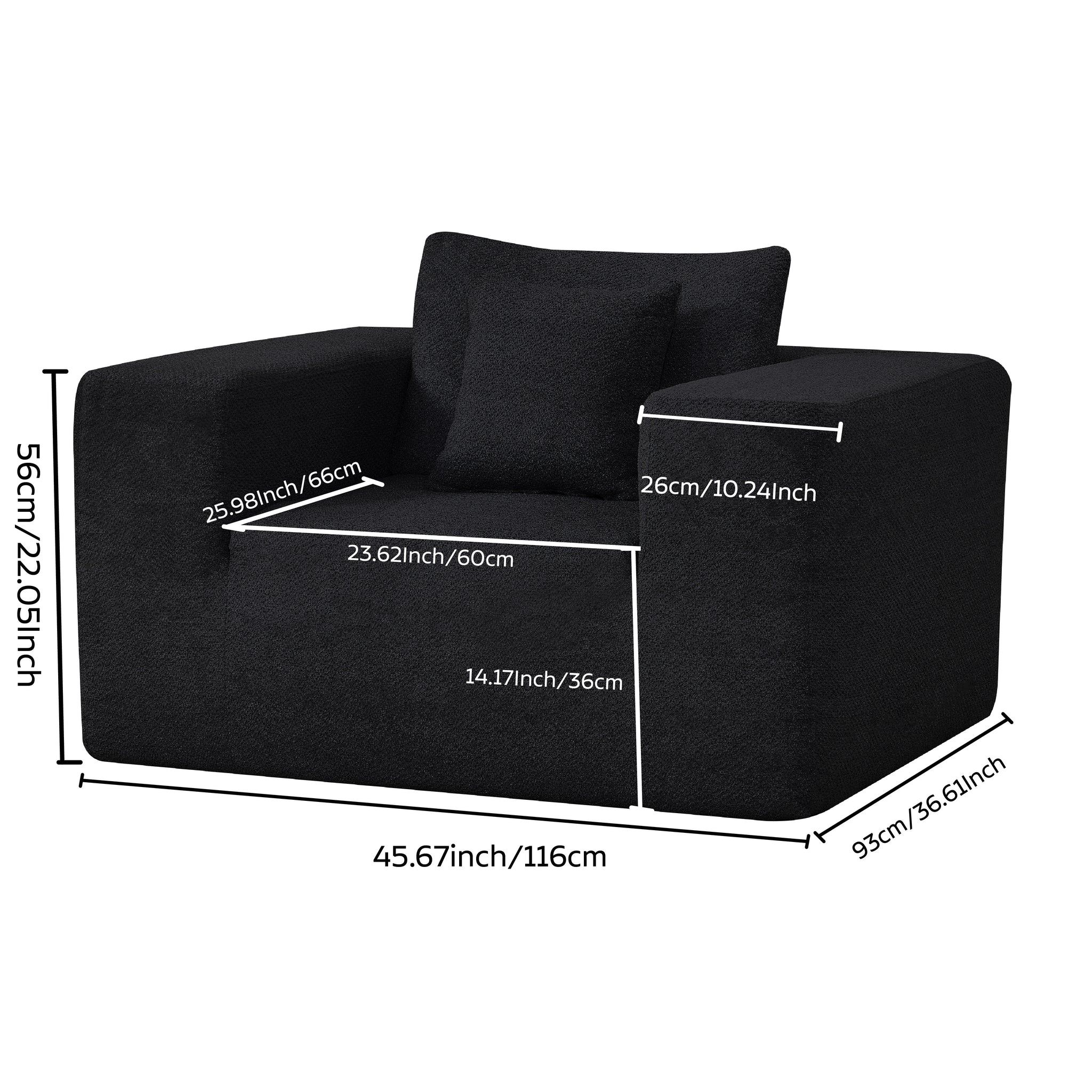 Elegant flex Black Single-Seat Sofa