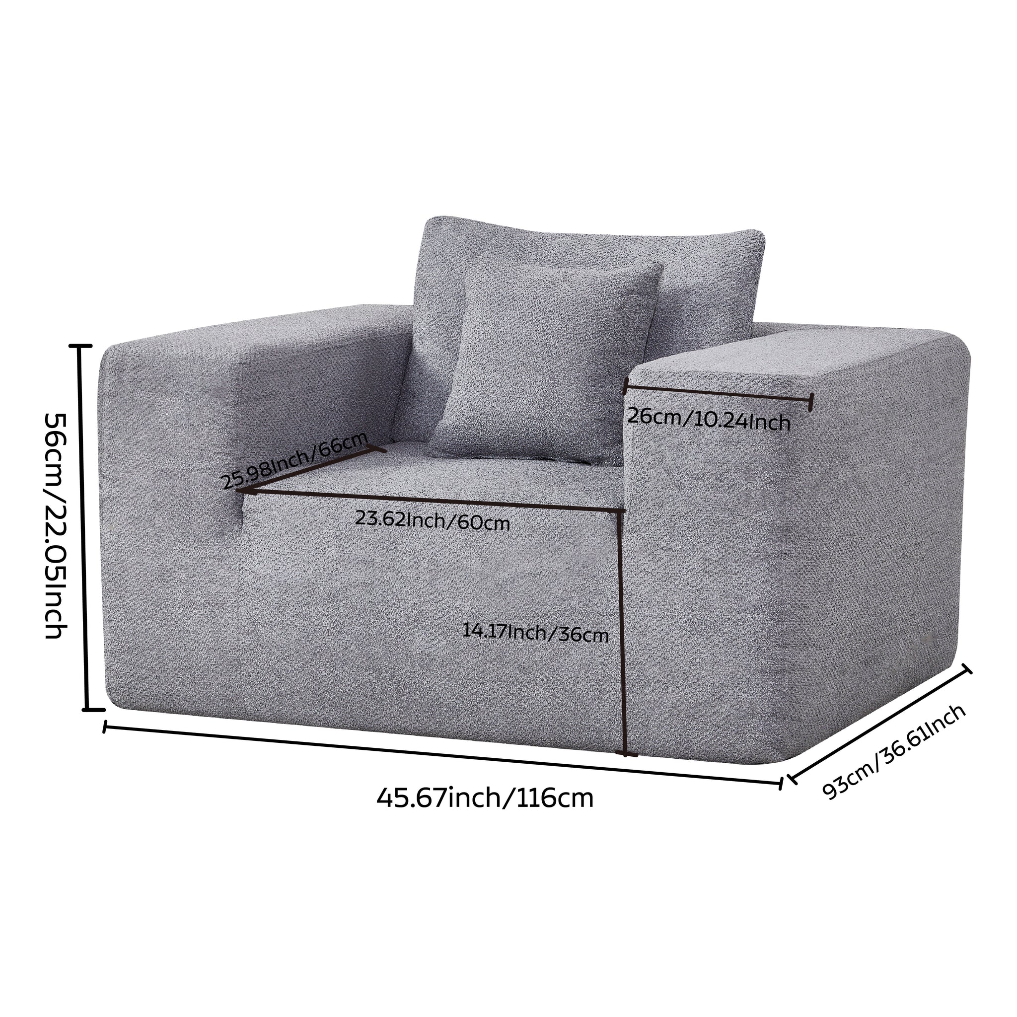 Elegant flex Grey Single-Seat Sofa