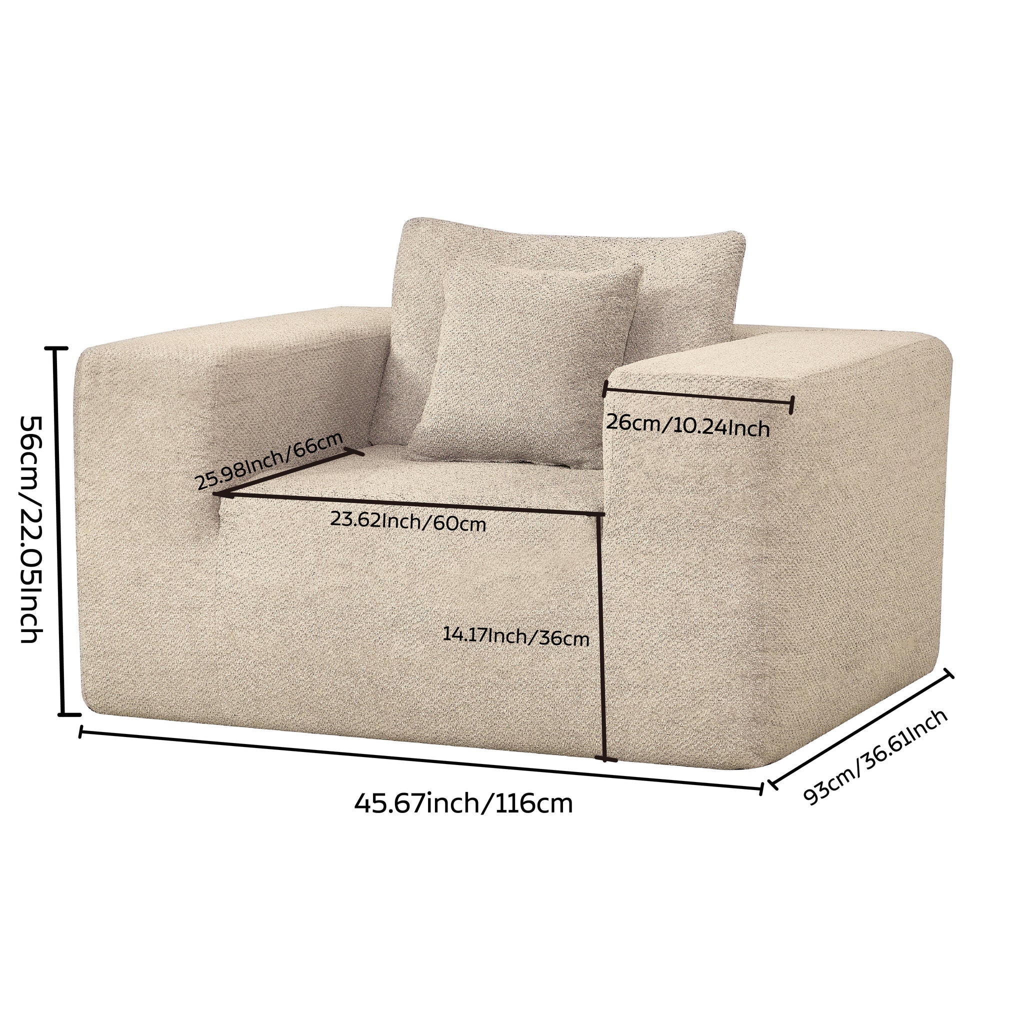 Elegant flex Beige Single-Seat Sofa