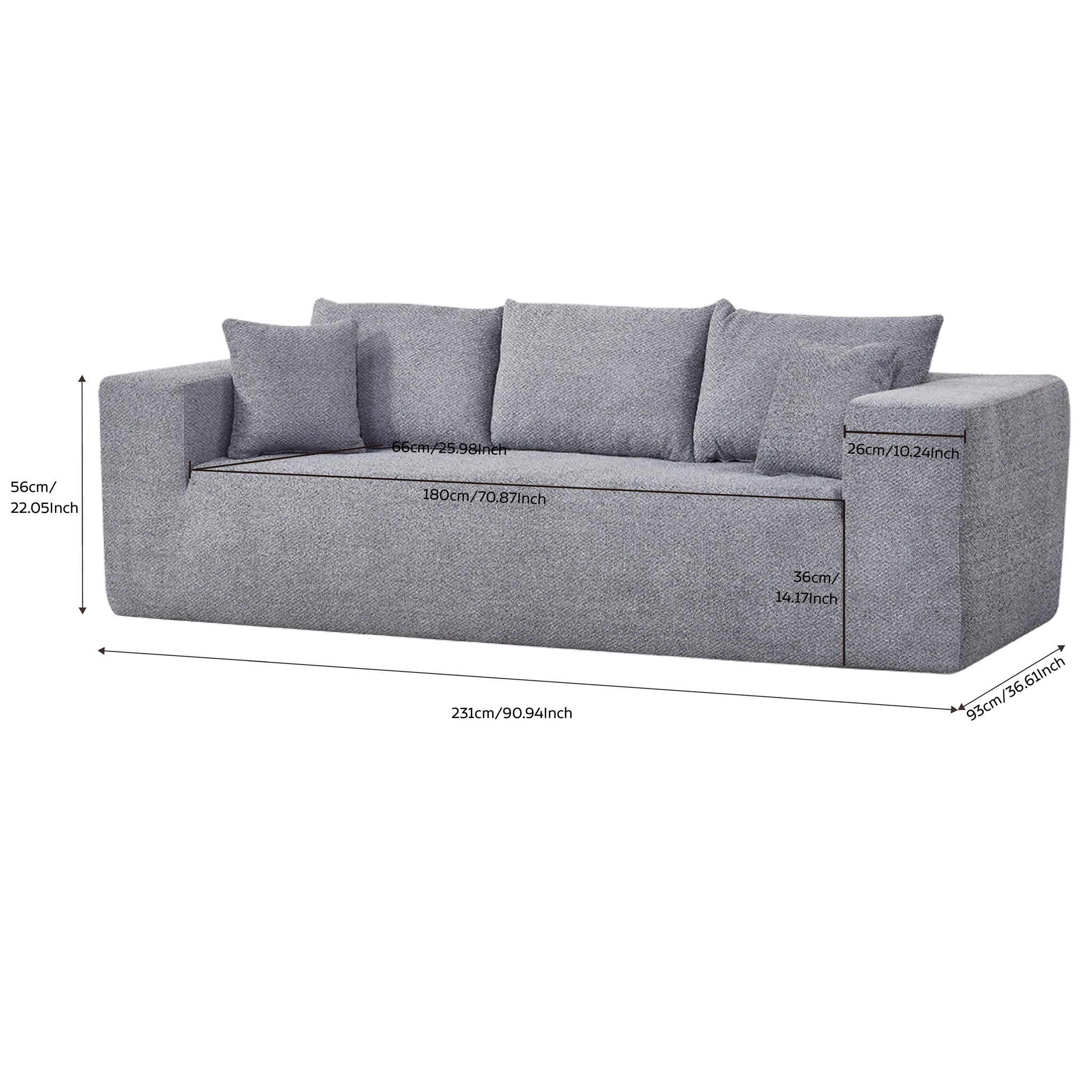 Elegant flex Grey Triple-Seat Sofa