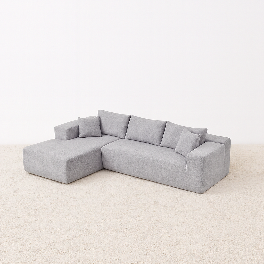 4 Seater Compression Sofa - Comfortable Right Shaped Sofa - Grey