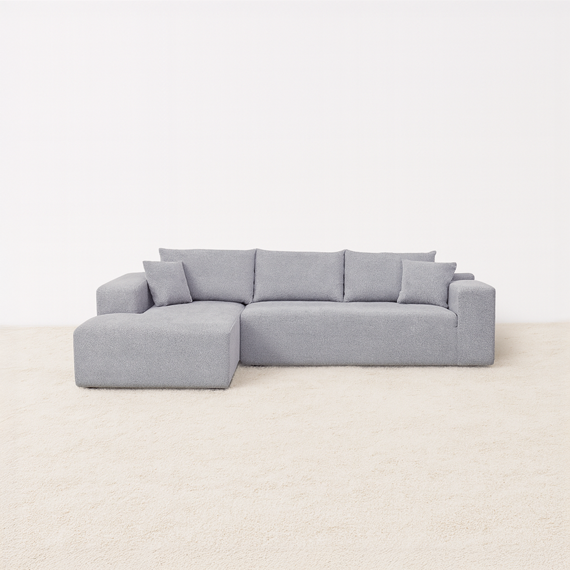 4 Seater Compression Sofa - Comfortable Right Shaped Sofa - Grey