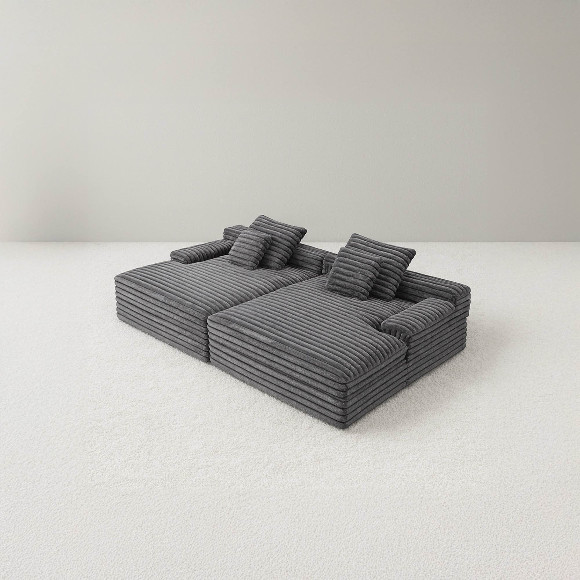 Side By Side Oversized Lounge Sofa - Dark Grey