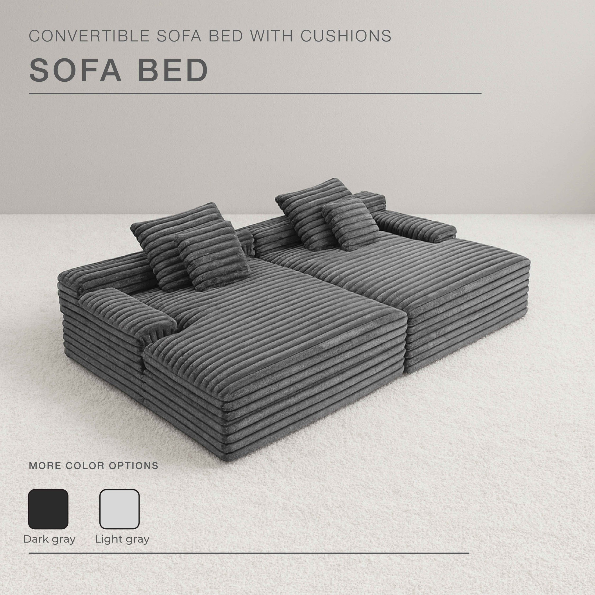 Side By Side Oversized Lounge Sofa - Dark Grey