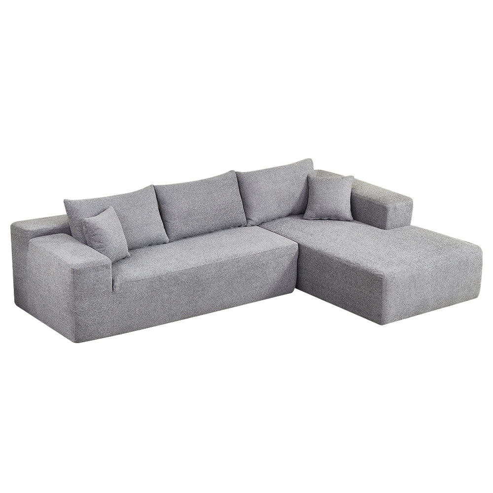 4 Seater Compression Sofa - Comfortable Right Shaped Sofa - Grey