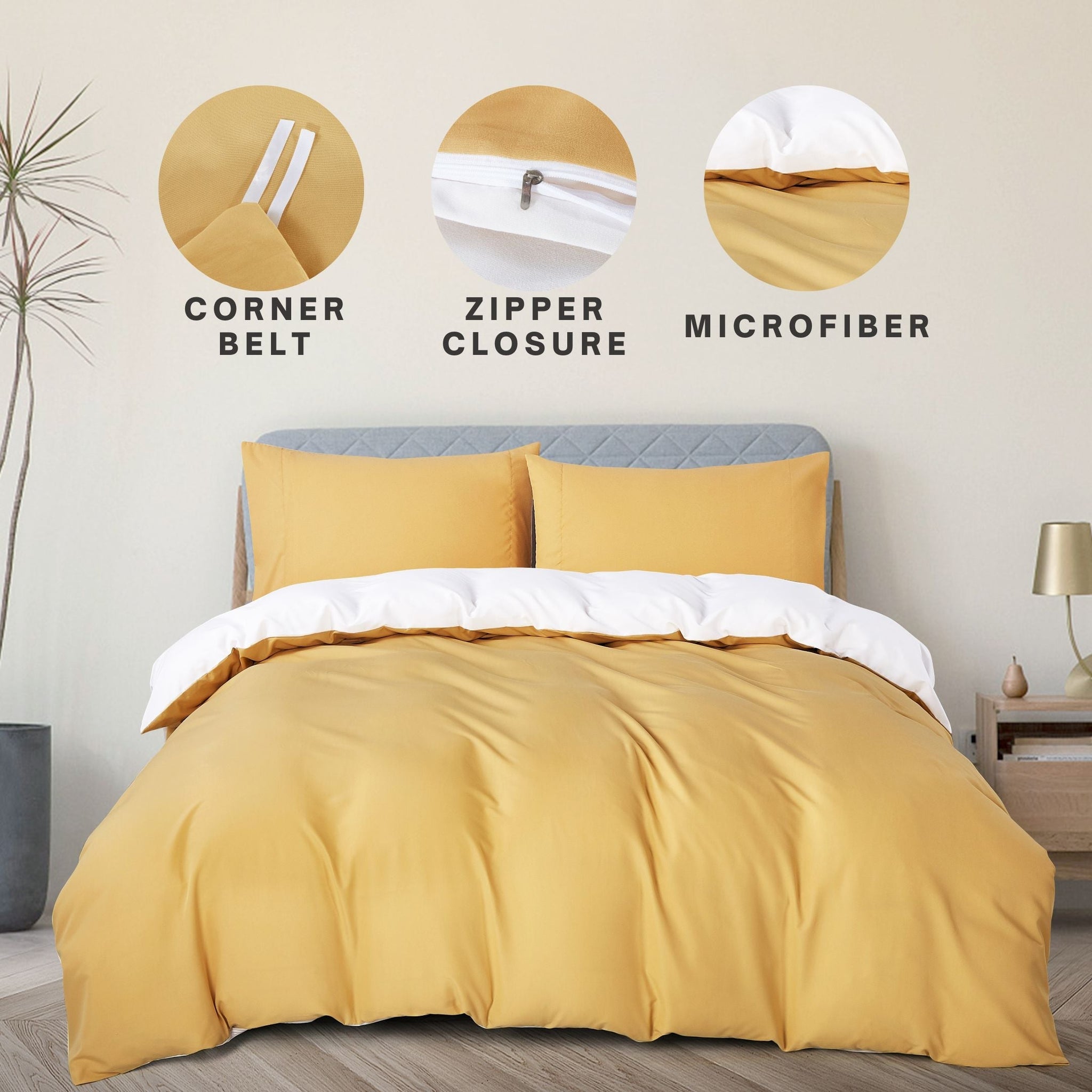 Duvet Cover Set - Reversibel in Gold & Cream - LivingTaste CA