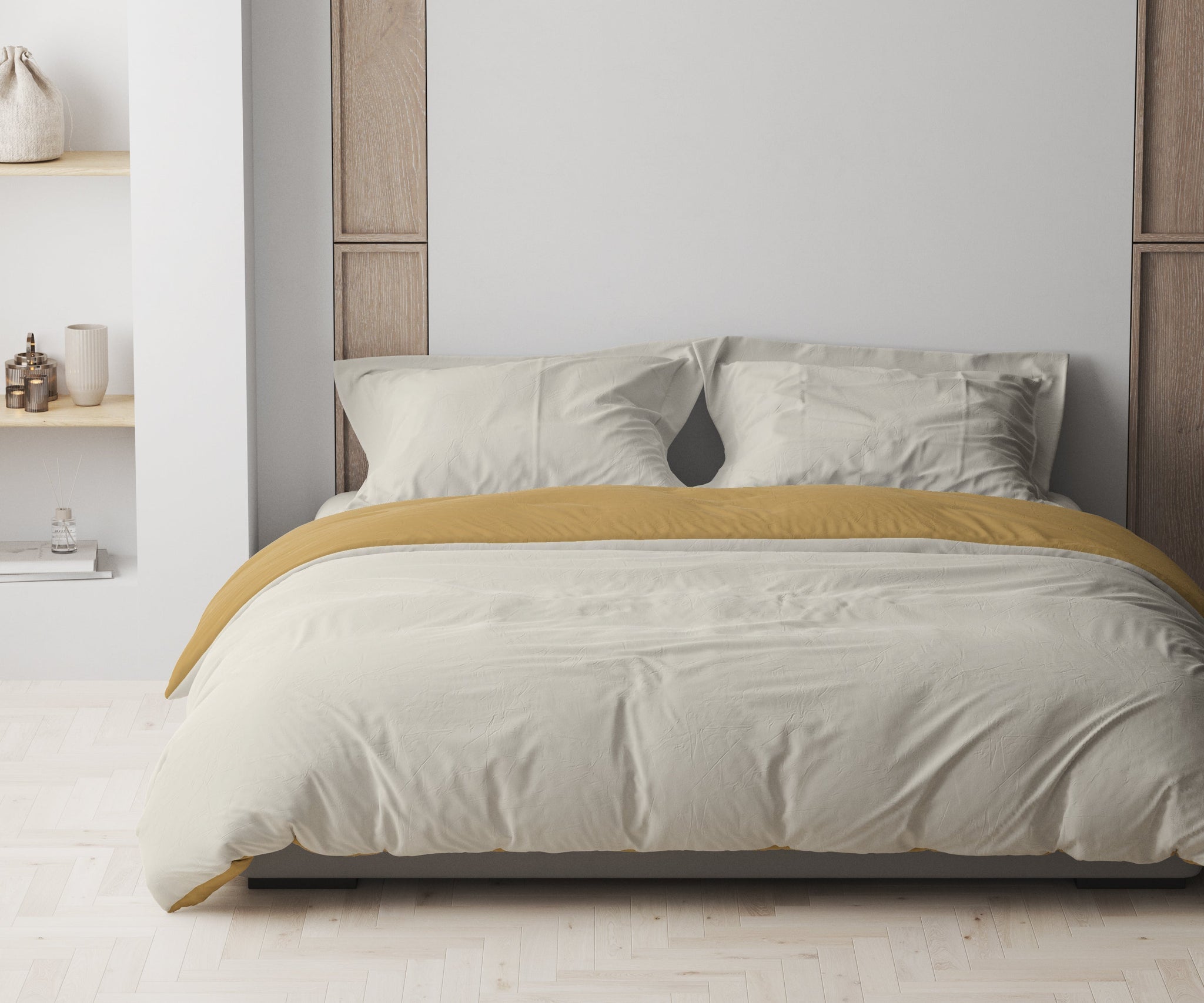 Duvet Cover Set - Reversibel in Gold & Cream - LivingTaste CA