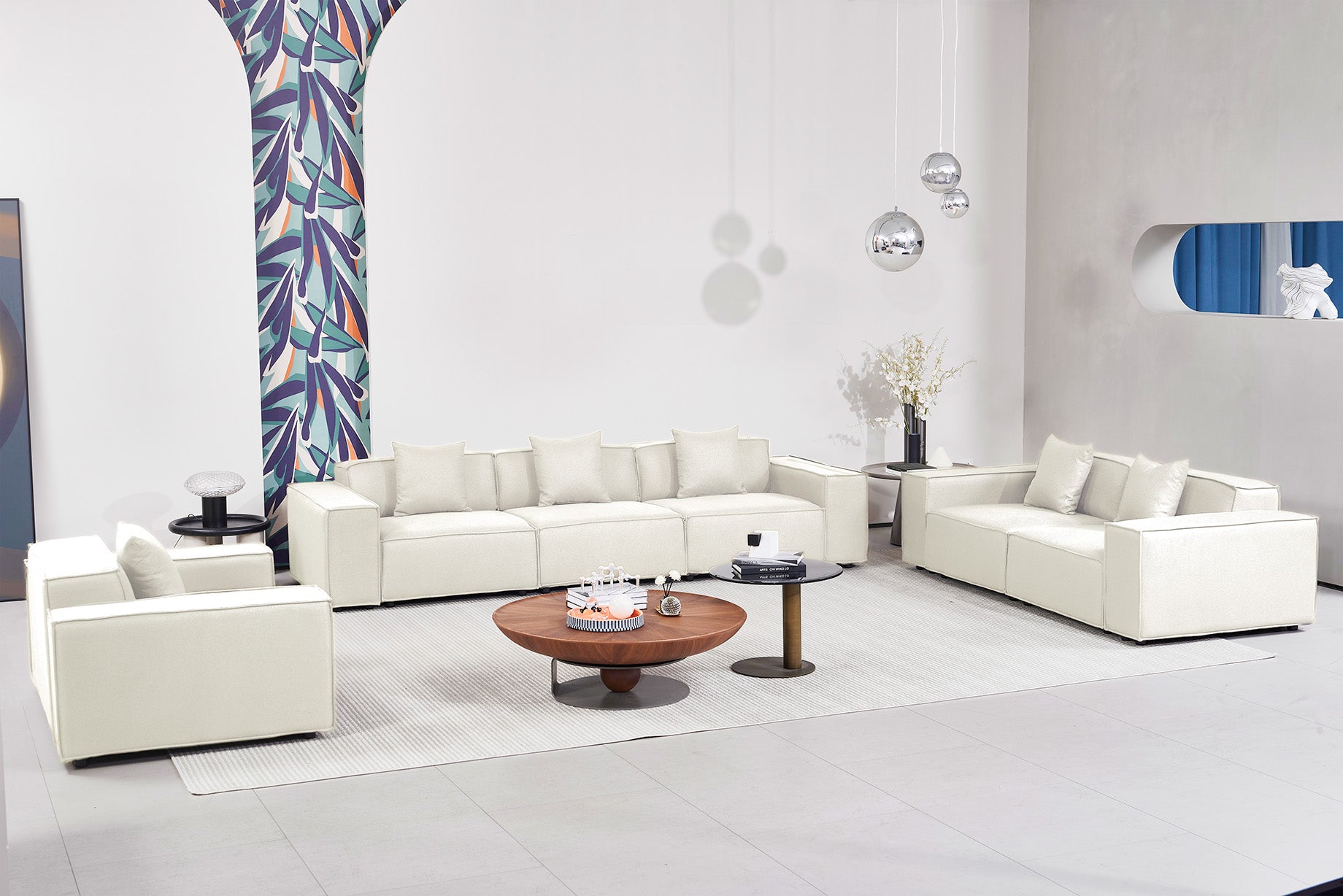 Versaluxe Sectional Double-Seat Sofa Loveseat in Beige