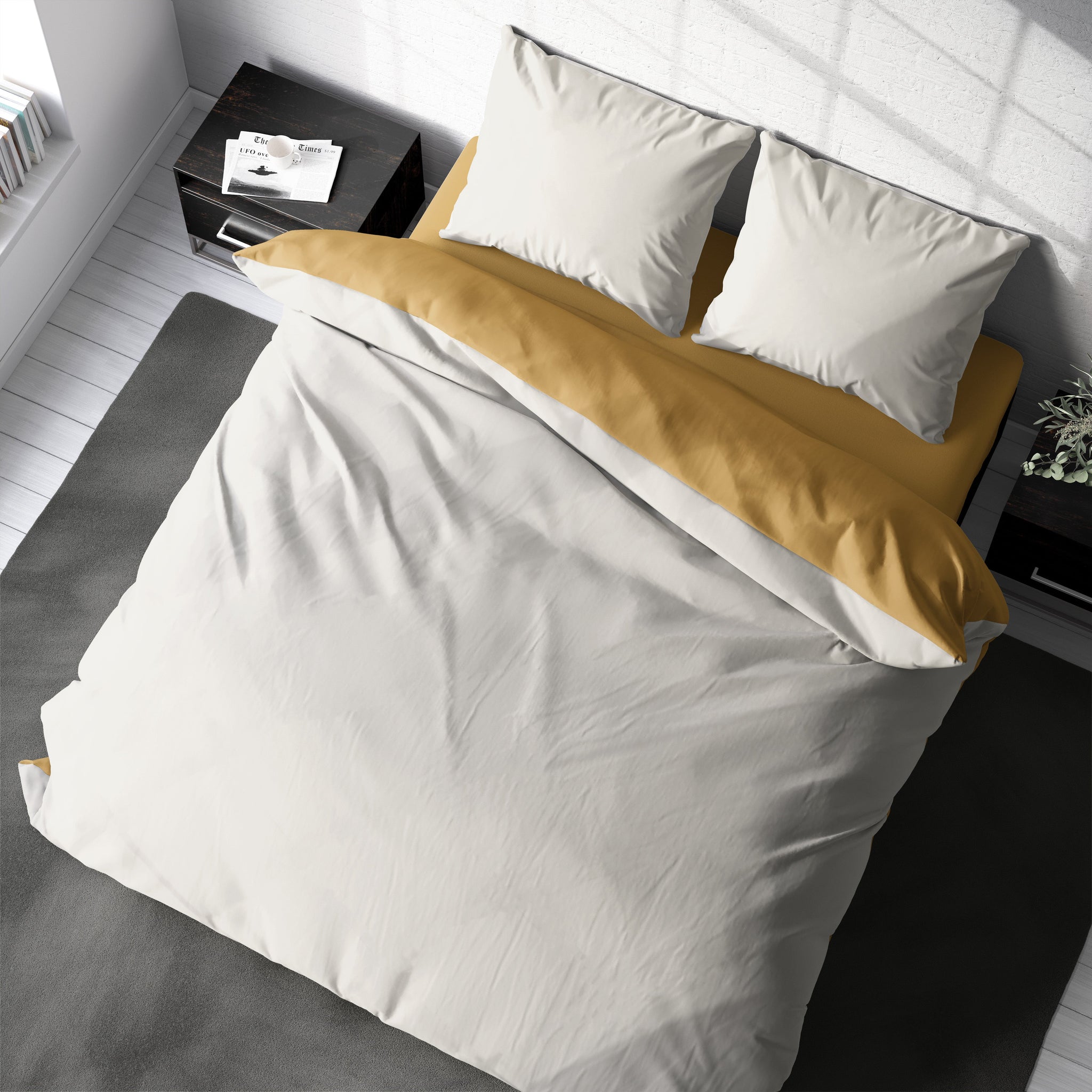 Duvet Cover Set - Reversibel in Gold & Cream - LivingTaste CA