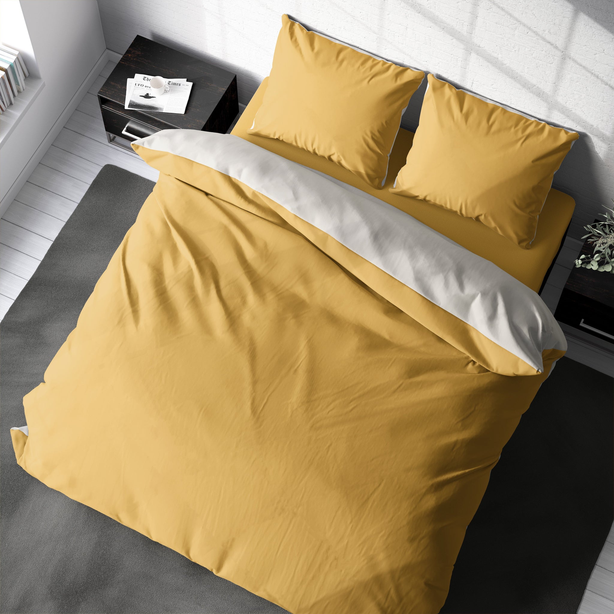 Duvet Cover Set - Reversibel in Gold & Cream - LivingTaste CA