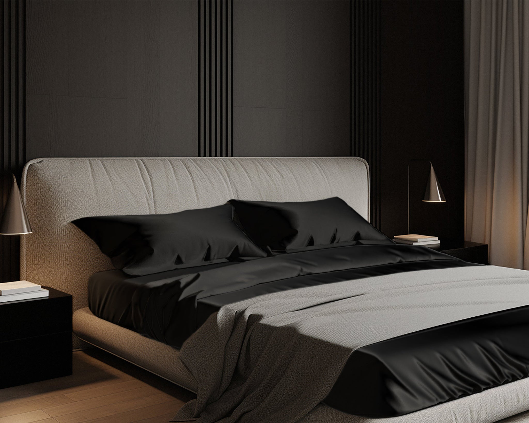 Tencel Black Bed Sheet 4-Piece Set - LivingTaste CA