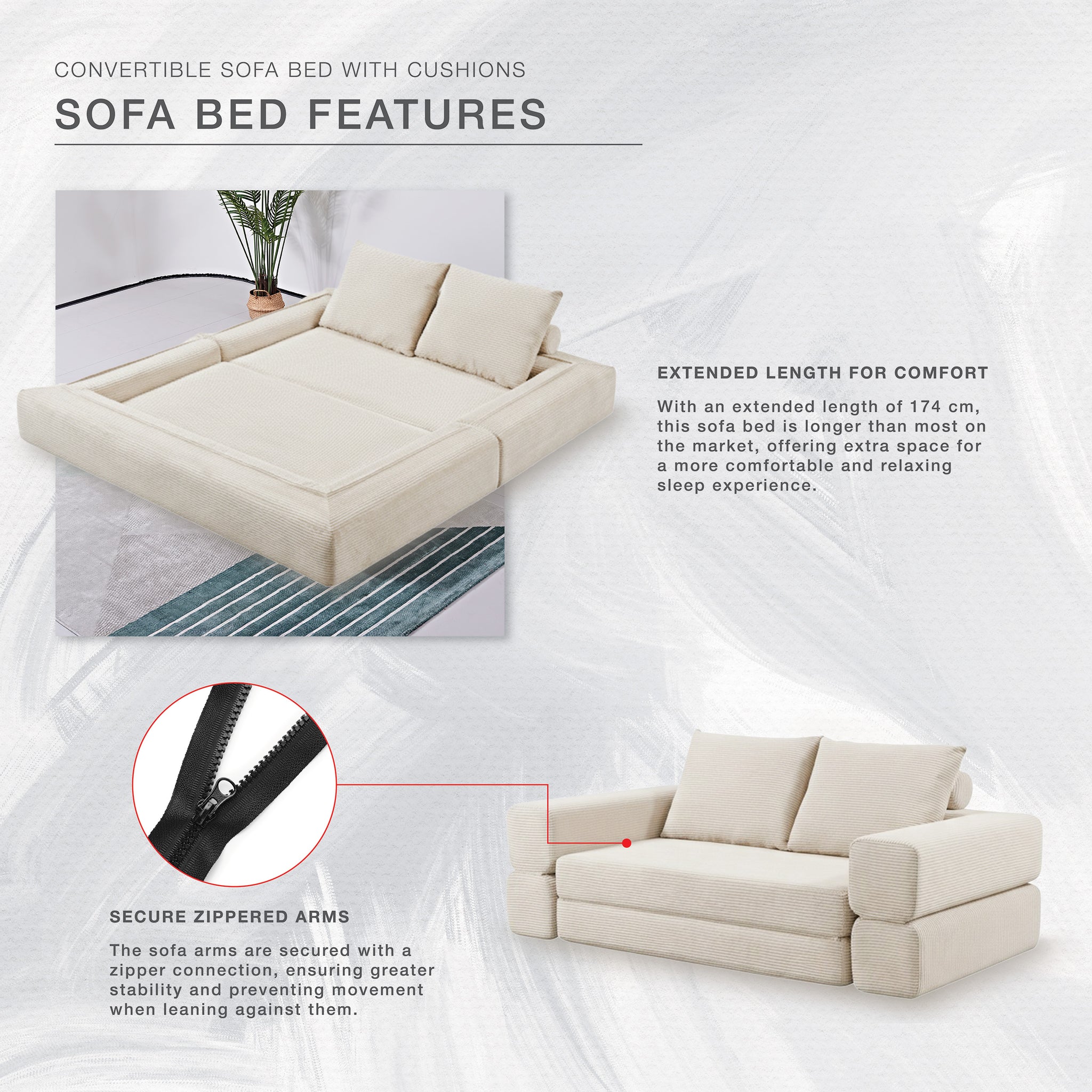 Modern Ivory Sleeper Sofa Bed - NEW EXCLUSIVE DESIGN