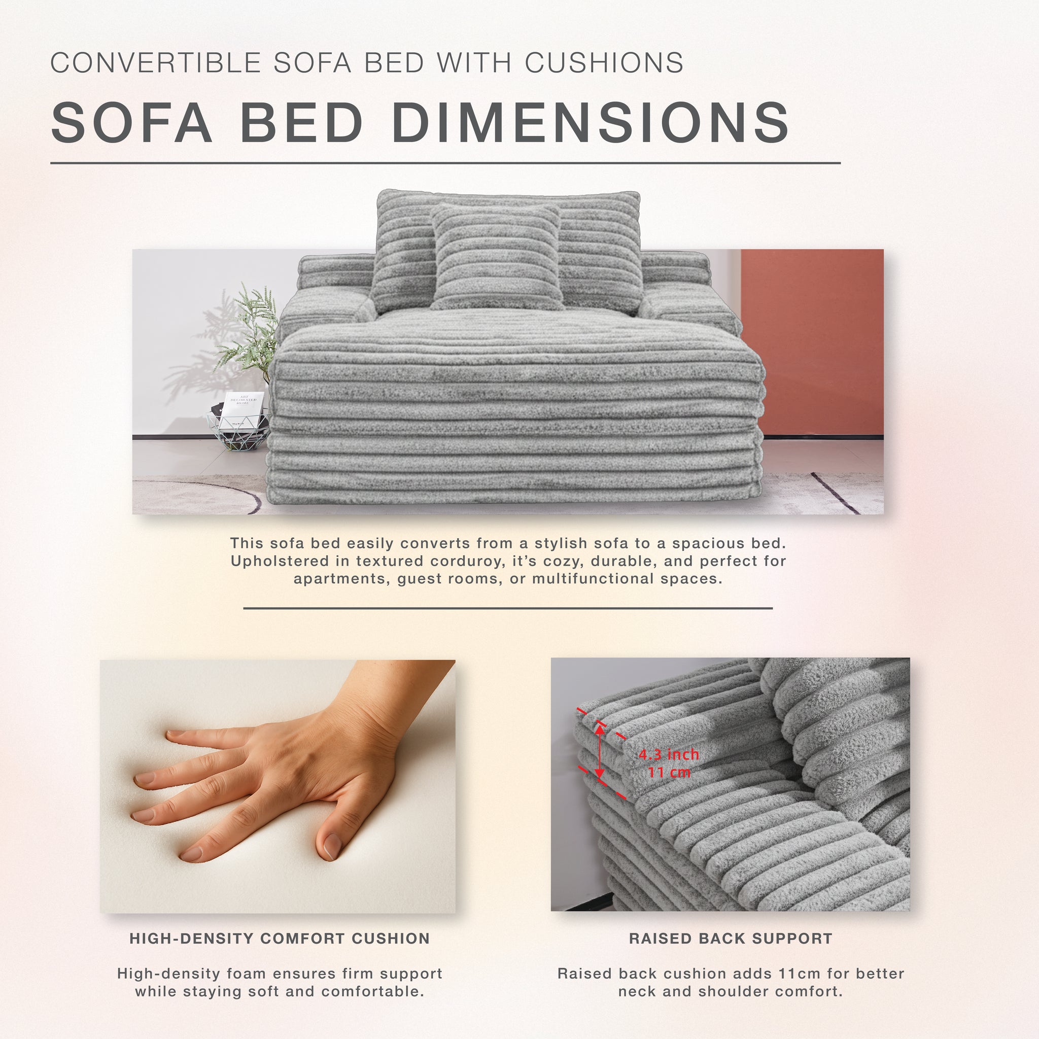 Modern Light Grey Oversized Lounge Sofa – Relax & Chill