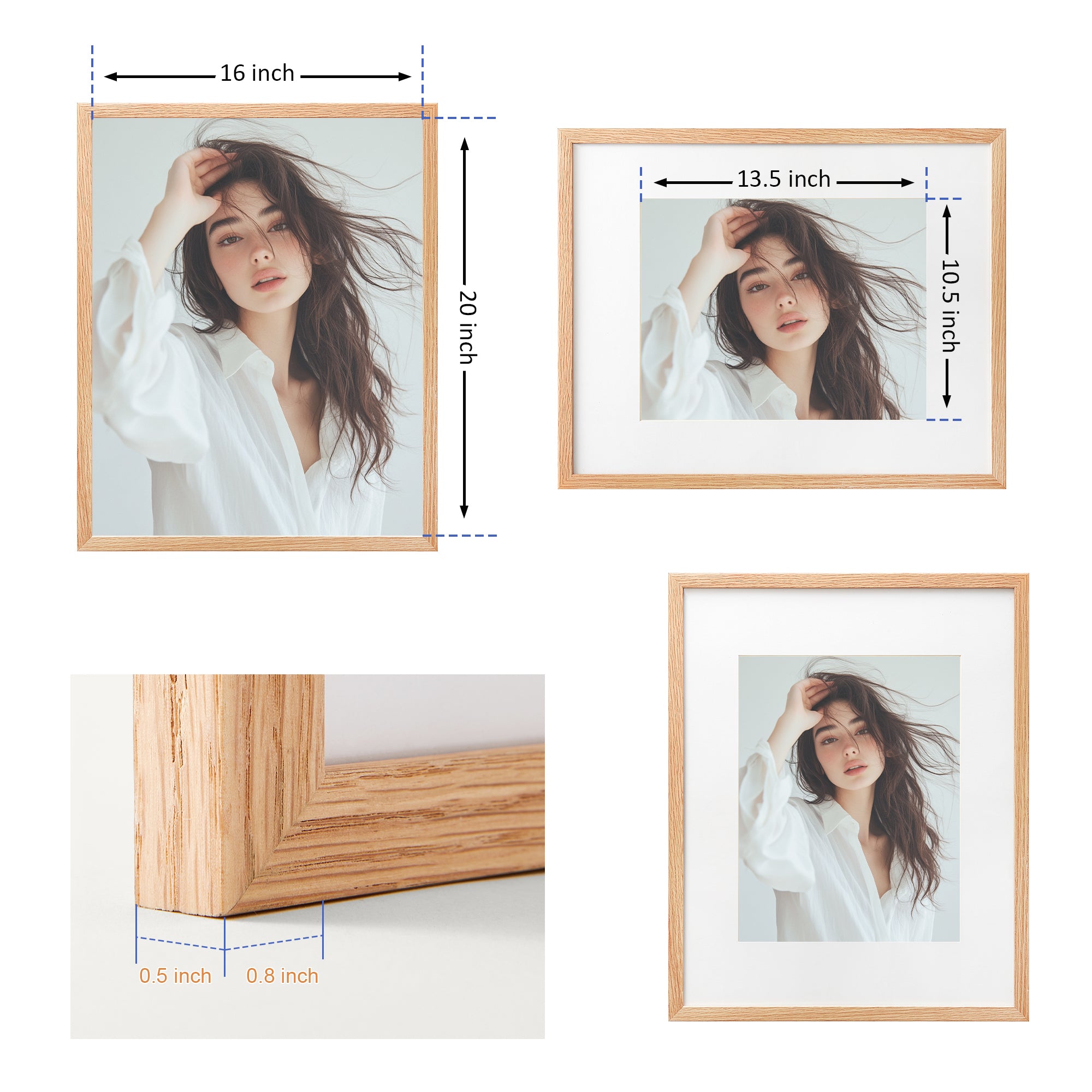 16x20 Solid Oak Wood Picture Frame | 41x51 cm – LivingTaste CA