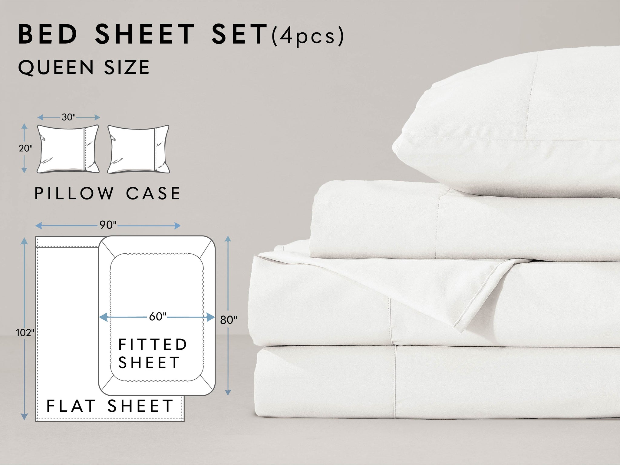 Microfiber Cream White Bed Sheet 4-Piece Set - LivingTaste CA