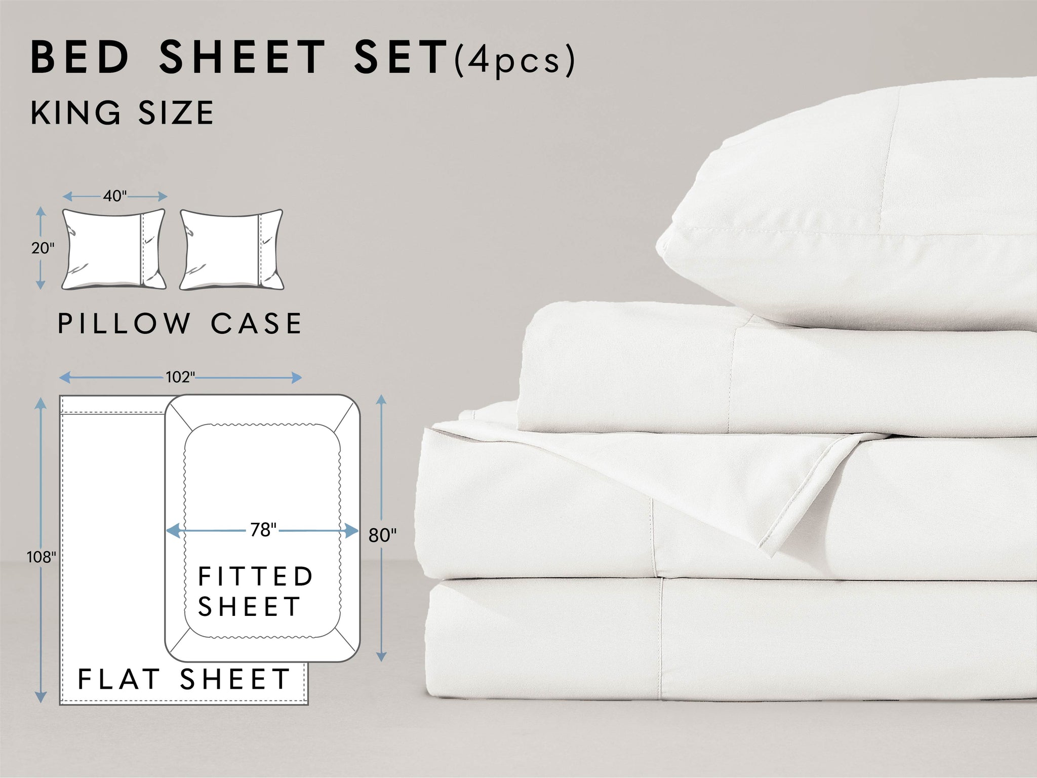 Microfiber Cream White Bed Sheet 4-Piece Set - LivingTaste CA