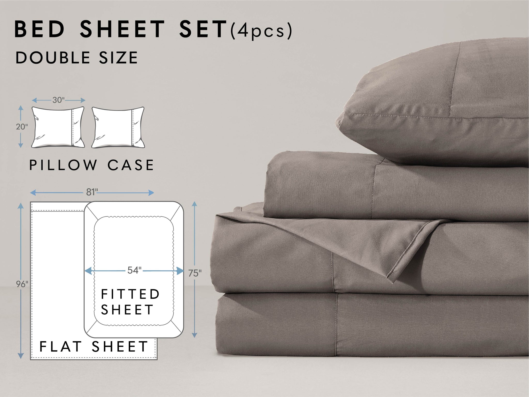 Microfiber Gray Bed Sheet 4-Piece Set - LivingTaste CA