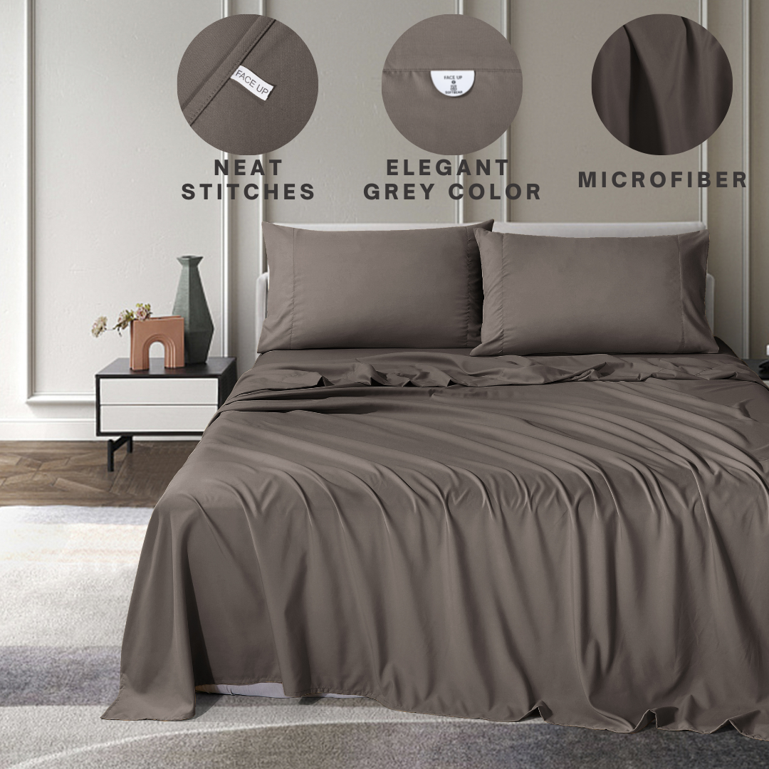 Microfiber Gray Bed Sheet 4-Piece Set - LivingTaste CA