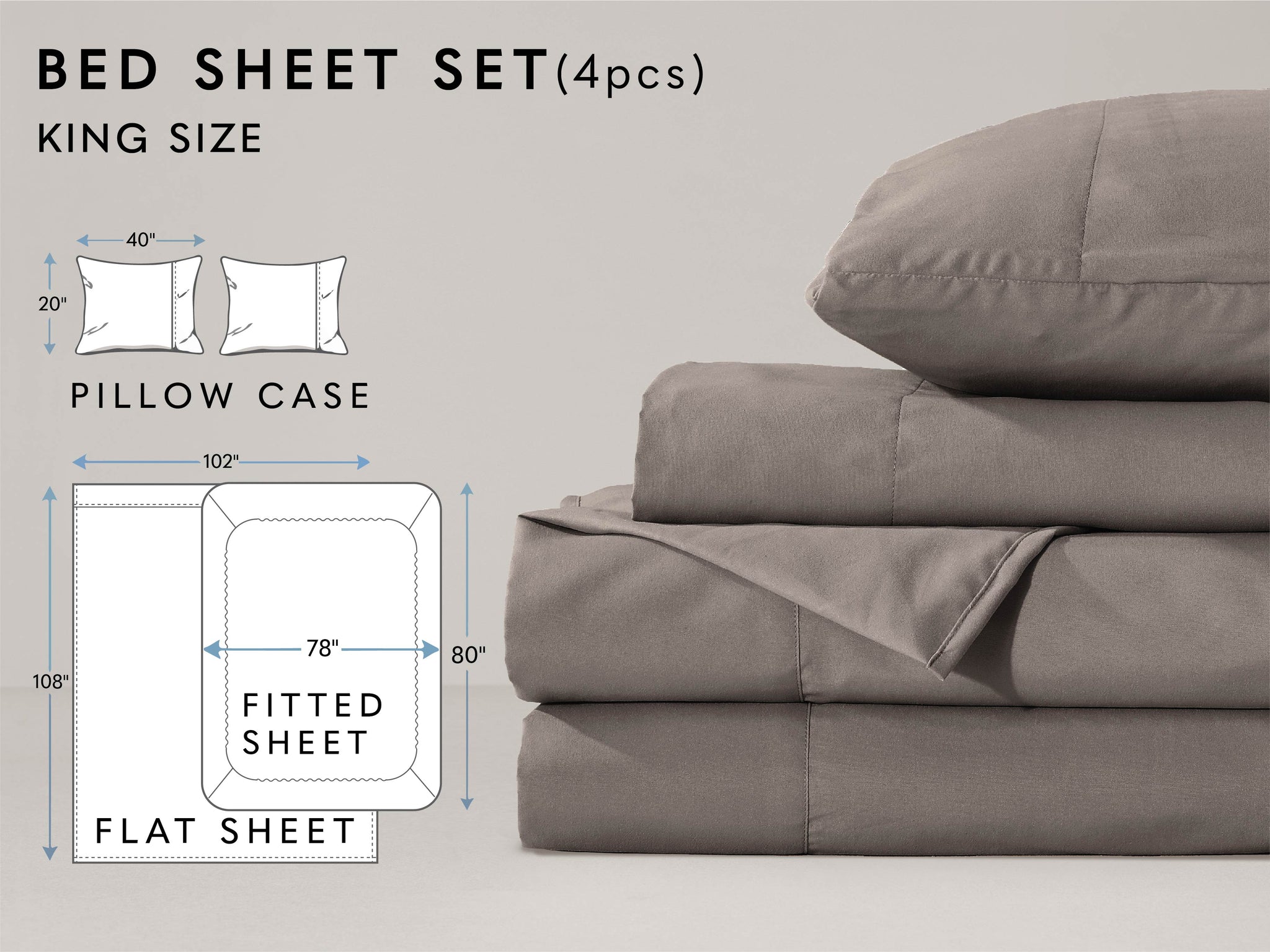 Microfiber Gray Bed Sheet 4-Piece Set - LivingTaste CA